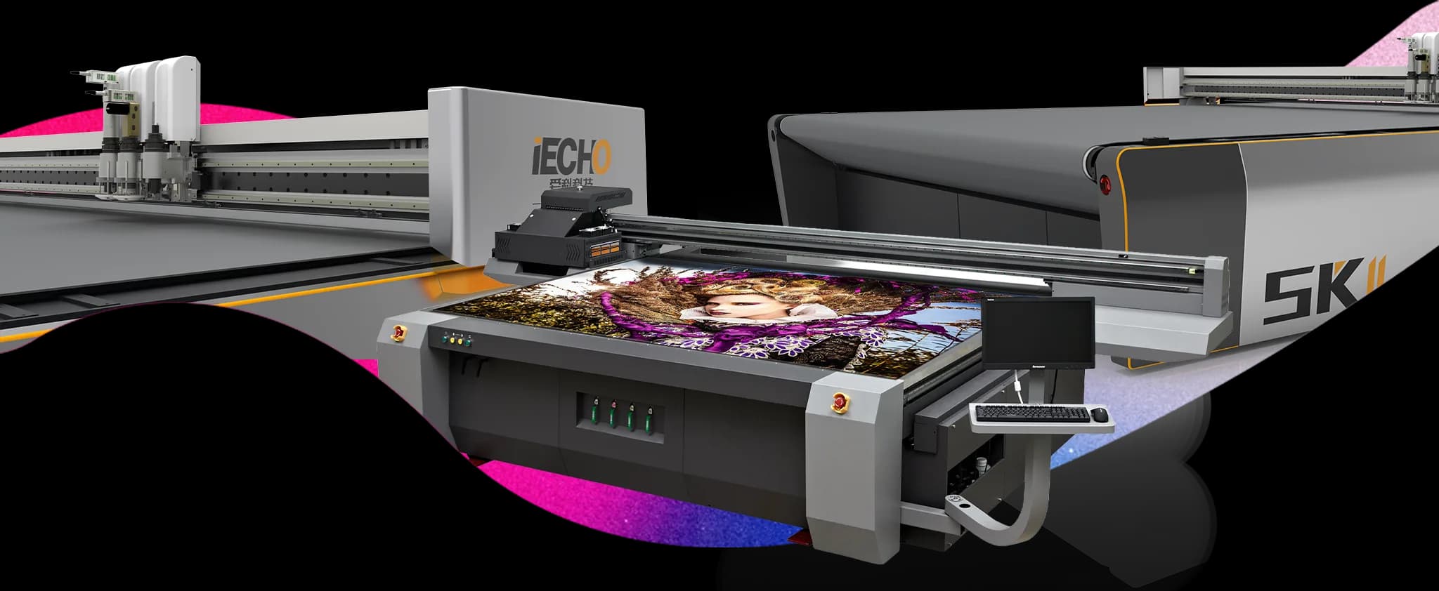 Composição oficial de equipamentos HandTop e iECHO com o Gradiente Pulso da Imagine, representando a impressão digital industrial